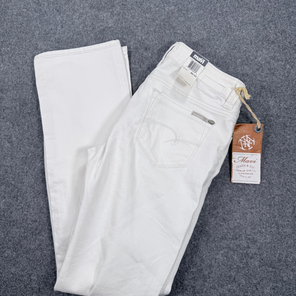 Mavi Vanessa White Washed Straight Leg Jeans 30/32 NWT 102448756